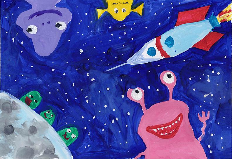 Конкурс рисунка «Космические приключения» Галерея "Космолетики полетели на Луну" custom text