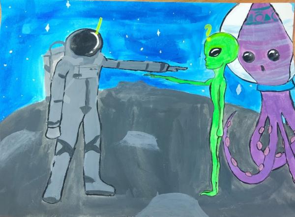 Конкурс рисунка «Космические приключения» Галерея "Неожиданная встреча" custom text